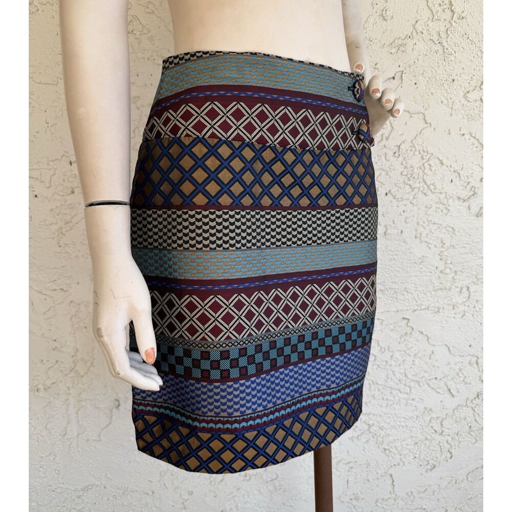 MAEVE Anthropologie Pencil Skirt Mini Multi Color Geometric Print Size 4